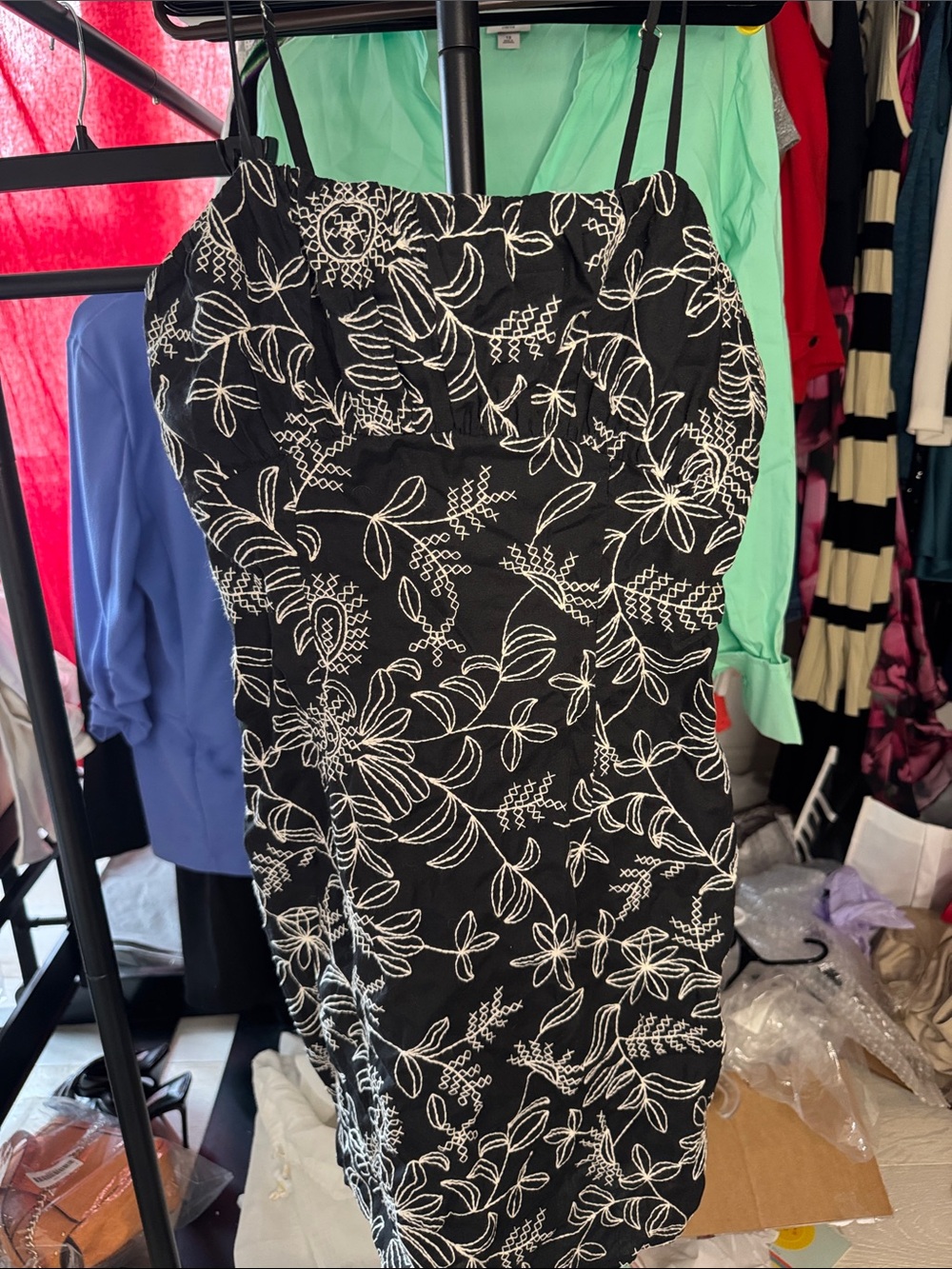 Cider Black & White Floral Mini Dress